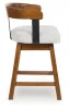 Ashley Furniture D594-224 Ralene - Upholstered Swivel Barstool (Set of 2) - Medium Brown