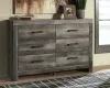 Ashley Furniture B440/31/36/46/67N/64/98/62 Wynnlow - 7 Pc. - Dresser, Mirror, Chest, Queen Upholstered Poster Bed - Gray