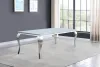 CoasterElevations 115081 Carone - Rectangular Glass Top Dining Table - White And Chrome - Metal And Glass