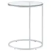 CoasterEveryday 902927 Kyle - Oval Glass Top C-Shaped Sofa Side Table - Chrome