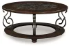 Ashley Furniture T623-8 Frallyn - Round Cocktail Table - Dark Brown