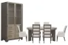 Pulaski Furniture P402230-KIT51 Pulaski Furniture P402230-KIT51 Anderson Park - Round Dining Table With 4 Upholstered Side Chairs, 2 Upholstered Arm Chairs And China Cabinet - Moose Trail / Frontier Brown