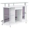CoasterEssence 182235 Gideon - Curved Glass Top Home Bar Cabinet - White High Gloss