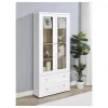 Coaster Fine Furniture 953477 Hawthorne - 4-Shelf Glass Door Tall Cabinet With Drawers - White