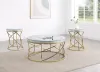 Coaster Fine Furniture 710368-S3 Elise - 3 Piece Round Mirror Top Coffee And End Table Set - Gold