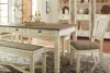 Ashley Furniture D647/25/01(2)/00(2)/60/76(3) Bolanburg - 9 Pc. - Dining Room Table, 2 Side Chairs, Bench (2), Server, 3 Cabinets - Beige