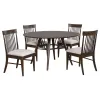 Coaster Fine Furniture 108891-S5 Everton - 5 Piece Round Dining Table Set - Dark Walnut