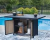 Ashley Furniture PCP587-665 East Beach - Rectangular Bar Table With Fire Pit - Blue