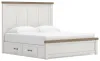 Ashley Furniture B4615B13 Ashley Furniture B4615B13 Savonport - King Panel Bed With Under Bed Storage Unit - White / Brown