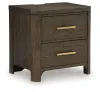 Ashley Furniture PCB843-92 Radkin - Two Drawer Night Stand - Burnished Brown