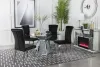 CoasterElevations 115561-S5 Quinn - 5 Piece Round Glass Top Mirrored Dining Set - Black