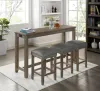 Furniture of America CM3474GY-PT-4PK Caerleon - 4 Piece Counter Height Table Set - Wire - Brushed Gray / Gray