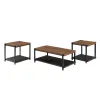 New Classic T4138-3P-BRN Linea - 3 Piece Occasional Set (1 Coffee & 2 End Tables) - Black / Brown