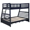 CoasterEssence 460181 Ashton - 2-Drawer Wood Twin Over Full Bunk Bed - Navy Blue