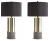 Ashley Furniture L243164 Jacek - Metal Table Lamp (Set of 2) - Gray / Brass Finish