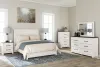 Ashley Furniture B1190/31/36/44/71/96/92(2) Ashley Furniture B1190/31/36/44/71/96/92(2) Gerridan - 7 Pc. - Dresser, Mirror, Chest, Queen Panel Bed, 2 Nightstands - White / Gray