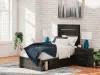 Ashley Furniture PCB2108B18 Hollivern - Twin Panel Bed With Storage - Dark Gray