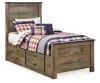 Ashley Furniture B446B15 Trinell - Twin Panel Bed With 2 Storage Drawers - Brown