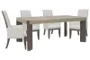 Pulaski Furniture P402240-KIT9 Pulaski Furniture P402240-KIT9 Anderson Park - Leg Dining Table With 4 Upholstered Arm Chairs - Moose Trail / Frontier Brown