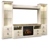 Ashley Furniture W267W9 Willowton - Entertainment Center - TV Stand With Faux Firebrick Fireplace Insert - Whitewash