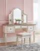 Ashley Furniture B743-22 Realyn - Vanity/Mirror/Stool (Set of 3) - White / Brown / Beige