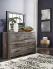 Ashley Furniture B211/31/36/46/57/92/B100-31 Drystan - 6 Pc. - Dresser, Mirror, Chest, Queen Panel Headboard, Nightstand, Bed Frame - Dark Gray