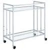 CoasterEssence 181382 Cara - 2-Tier Rectangular Glass Shelf Metal Bar Cart - Chrome