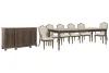 Pulaski Furniture P412240-KIT16 Pulaski Furniture P412240-KIT16 Saddle Creek - Extendable Leg Dining Table With 6 Upholstered Arm Chairs And Server - Timber Brown