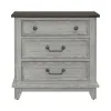 Liberty Furniture 237-BR61 River Place - 3 Drawer Nightstand With Charging Station - Riverstone White & Tobacco