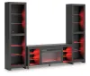 Ashley Furniture W2721W2 Cayberry - 3-Piece Entertainment Center With Electric Fireplace - Black