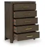 Ashley Furniture PCB843-46 Radkin - Five Drawer Chest - Burnished Brown