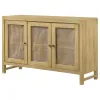 CoasterEssence 953556 Zamora - 3-Door Wood Accent Cabinet With Woven Cane - Natural