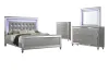 New Classic 02-9698S-14C New Classic 02-9698S-14C Valentino - Eastern King 4 Piece Bedroom Set (Bed, Dresser, Mirror, Chest) - Silver