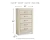 Ashley Furniture B331-46 Bellaby - Five Drawer Chest - Whitewash