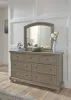 Ashley Furniture B733/31/36/46/58/56/97 Ashley Furniture B733/31/36/46/58/56/97 Lettner - 6 Pc. - Dresser, Mirror, Chest, King Panel Bed - Light Gray