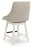 Ashley Furniture D642-324 Robbinsdale - Upholstered Swivel Curved Back Barstool (Set of 2) - Antique White