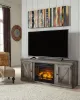 Ashley Furniture EW0440W7 Wynnlow - TV Stand With Faux Firebrick Fireplace Insert - Gray