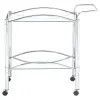 CoasterEveryday 910077 Shadix - 2-Tier Rectangular Glass Shelf Metal Bar Cart - Chrome