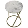 CoasterEssence 959562 Malthe - Round Marble Top Accent Side - White And Antique Gold