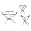 Coaster Fine Furniture 702588-S3 Brooke - 3 Piece Round Coffee And End Table Set - Chrome