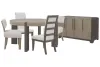 Pulaski Furniture P402230-KIT58 Pulaski Furniture P402230-KIT58 Anderson Park - Round Dining Table With 2 Klismos Dining Chairs, 2 Upholstered Side Chairs And Sideboard - Moose Trail / Frontier Brown