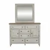 Liberty Furniture 824-BR-DM Heartland - Dresser & Mirror - Antique White / Tobacco Tops