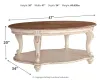 Ashley Furniture T743-0 Realyn - Oval Cocktail Table - White / Brown