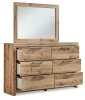 Ashley Furniture B1050/31/36/46/57/54S/95/B100-13/92(2) Ashley Furniture B1050/31/36/46/57/54S/95/B100-13/92(2) Hyanna - 9 Pc. - Dresser, Mirror, Chest, Queen Panel Bed with Footboard Storage, 2 Nightstands - Tan
