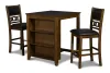 New Classic D1701-32S-BRN New Classic D1701-32S-BRN Gia - Counter Table With 2 Chairs & Storage Shelf - Brown