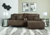 Ashley Furniture 92705S4 Top Tier - 3-Piece Reclining Sectional Sofa With Raf Press Back Chaise - Chocolate