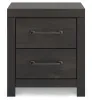 Ashley Furniture PCB2108-92 Hollivern - Two Drawer Night Stand - Dark Gray