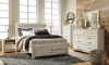 Ashley Furniture B331/31/36/57/54S/95/91(2)/B100-13 Ashley Furniture B331/31/36/57/54S/95/91(2)/B100-13 Bellaby - 8 Pc. - Dresser, Mirror, Queen Platform Bed with 2 Storage Drawers, 2 Nightstands - Whitewash
