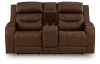 Ashley Furniture PCU1160218A Knightington - Power Reclining Loveseat With Audio Seating - Brown