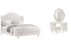 Pulaski Furniture BP448-180KGC-KIT5 Pulaski Furniture BP448-180KGC-KIT5 Vivienne - California King Upholstered Panel Bed With Vanity Set - Whisper White